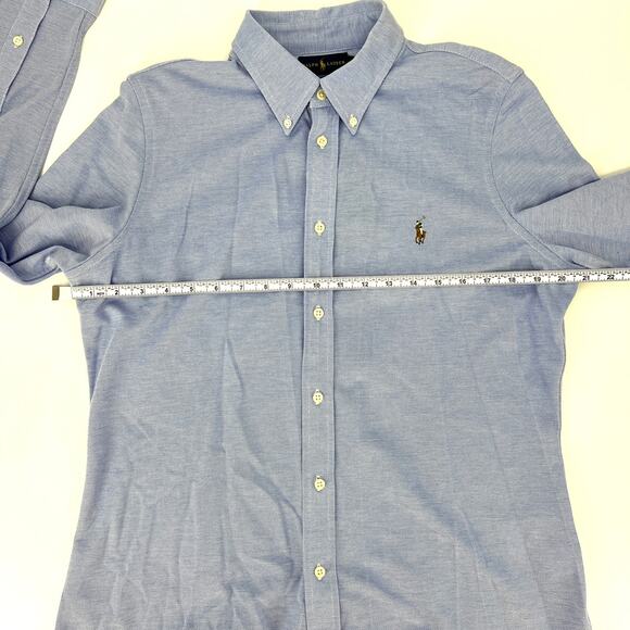 Ralph Lauren Mens Knit Oxford Long Sleeve Shirt Blue with Logo Size XL NEW - Picture 4 of 10